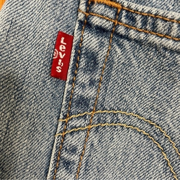 LEVI’S 501 Button Fly Denim Blue Jeans Destroyed Distressed Patch 33” W x 27” L - Picture 9 of 16